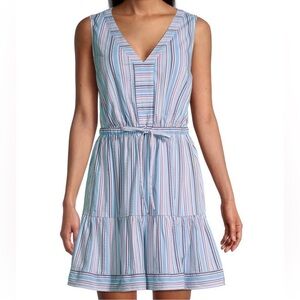 Vineyard Vines Blue and Red Striped Midi Dress